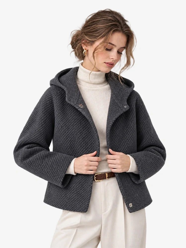 The Cropped Hooded Wool Coat
