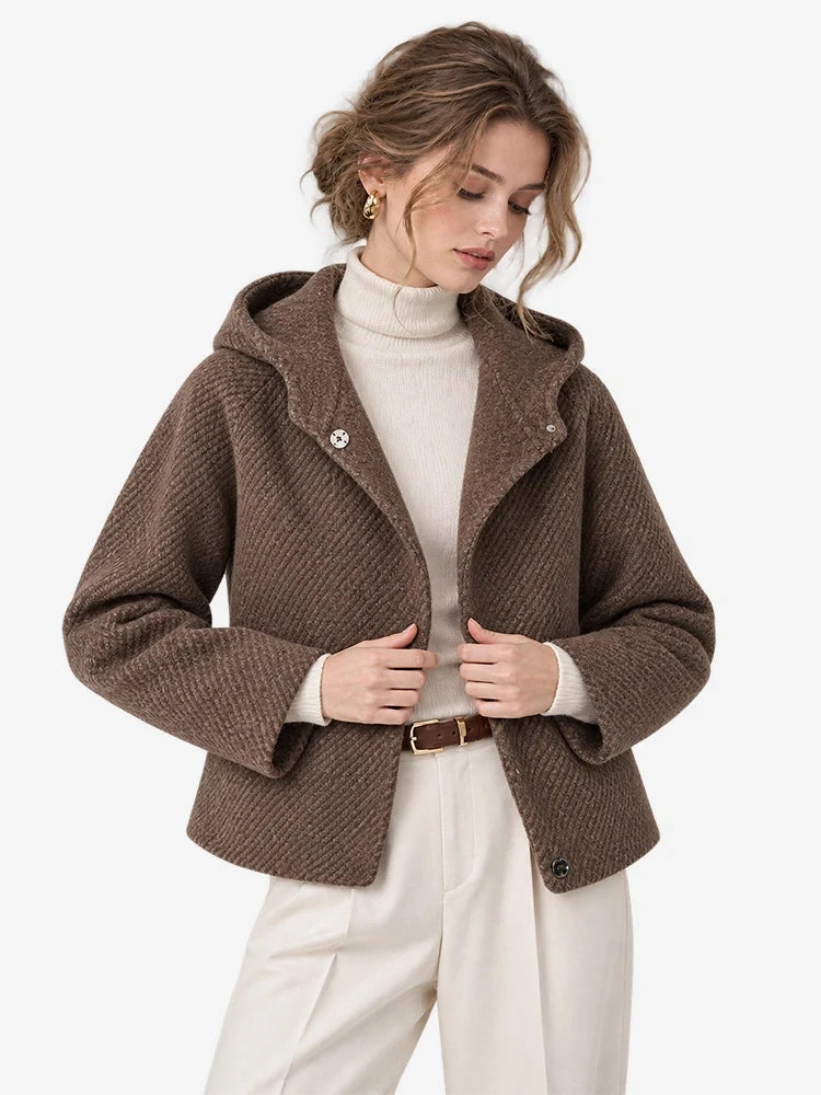 The Cropped Hooded Wool Coat