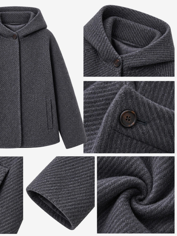 The Cropped Hooded Wool Coat