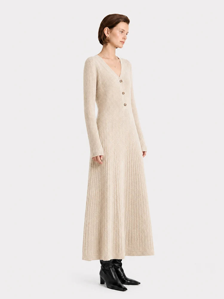 The Soft Wool V-Neck Knit Dress