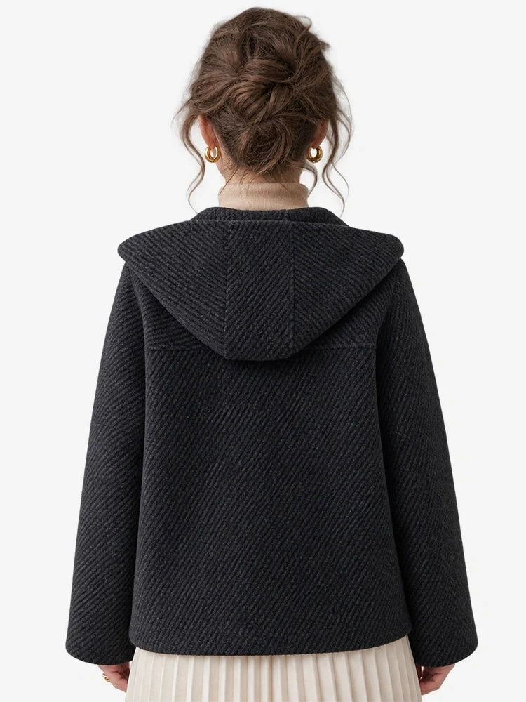 The Cropped Hooded Wool Coat