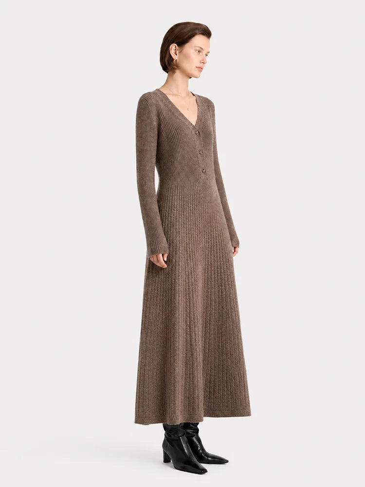 The Soft Wool V-Neck Knit Dress
