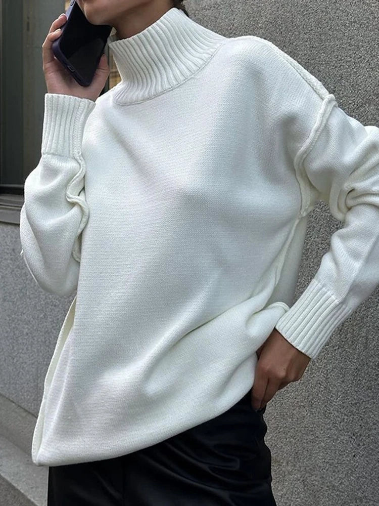 Thick and Loose Lazy Style Pullover Women's high Collar Warm Sweater