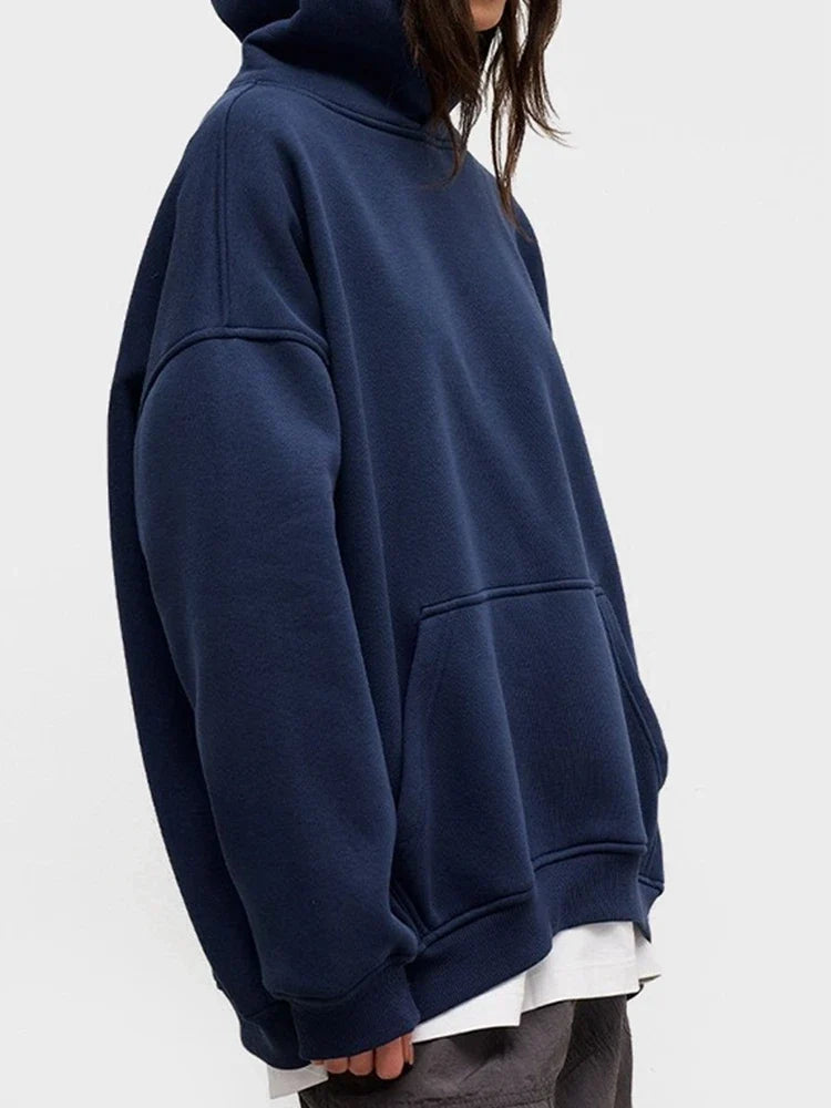 Women Cotton Oversized Sweatshirts Autumn Thick Warm Fleece Loose Solid Pullover Hoodies