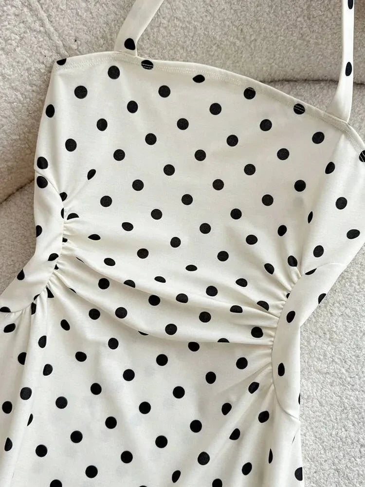 Women's Ruched Halter Neck Tie Back A Line Summer Dress