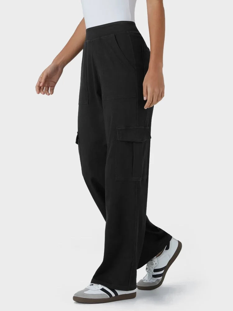 Mid Rise Pockets Straight Leg Casual Cargo Jeans