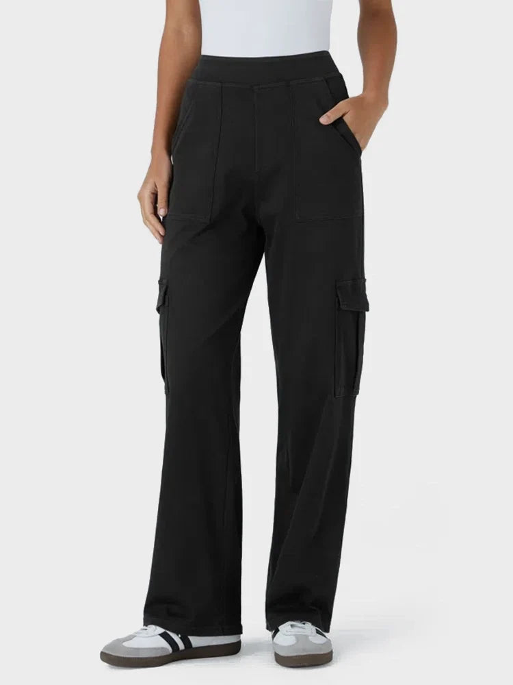 Mid Rise Pockets Straight Leg Casual Cargo Jeans
