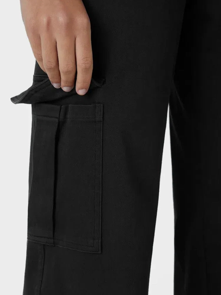 Mid Rise Pockets Straight Leg Casual Cargo Jeans