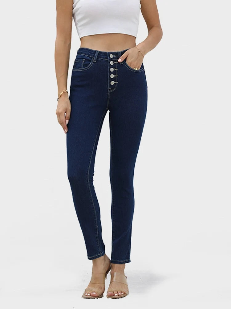 High-Waisted Elastic Butt-Lifting Skinny Jeans
