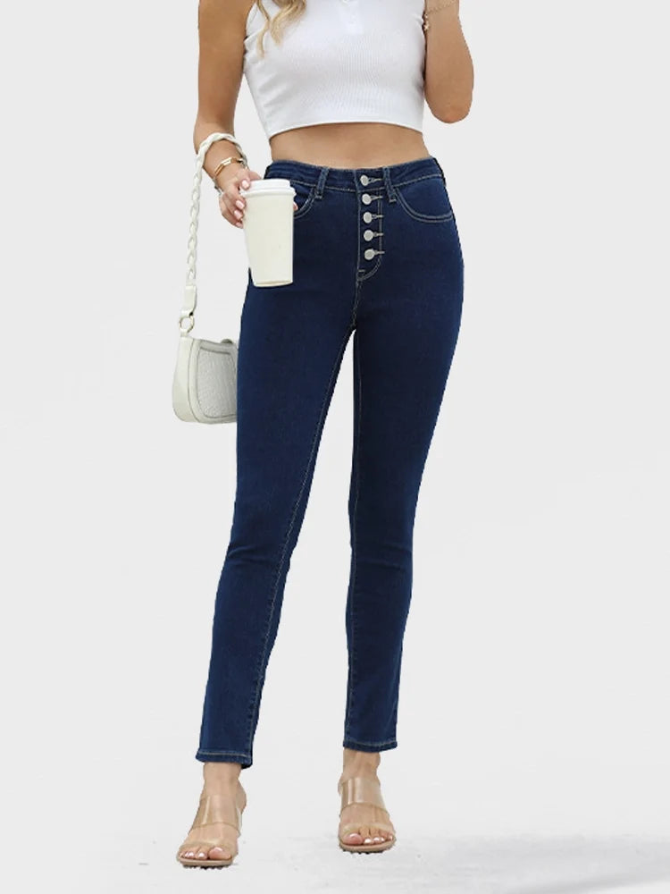 High-Waisted Elastic Butt-Lifting Skinny Jeans