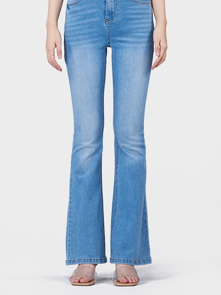 Women's Retro Flare Jeans - Distressed High Waisted Bootcut Bell Bottoms, Slim Fit Stretch Denim Pants