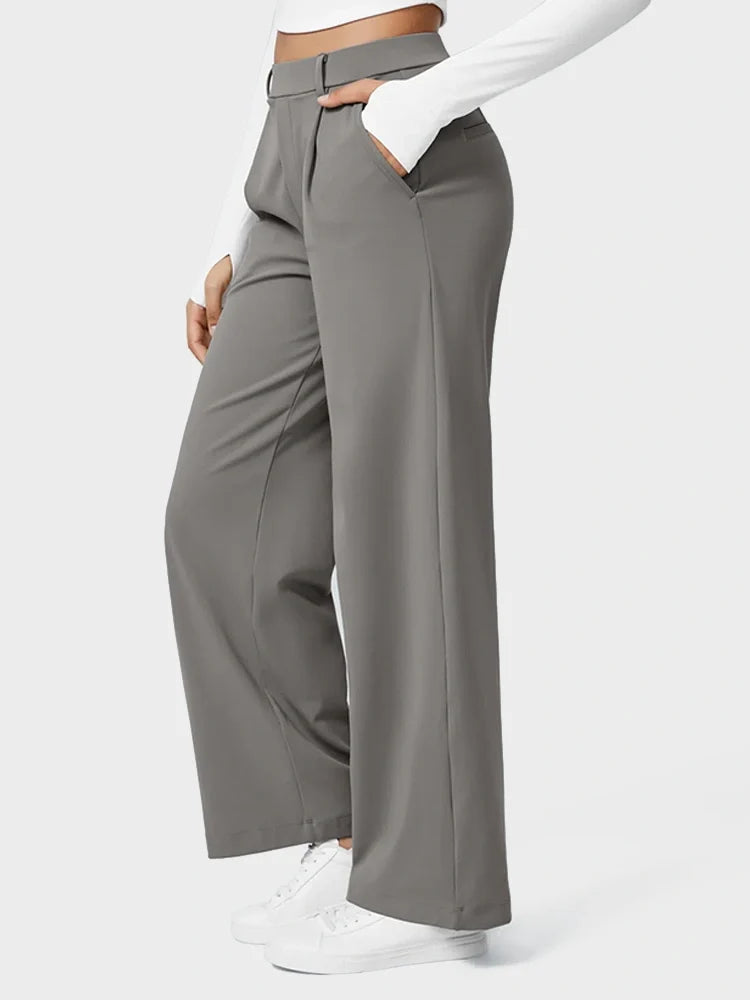 High Waisted Pocket Straight Leg Work Pants
