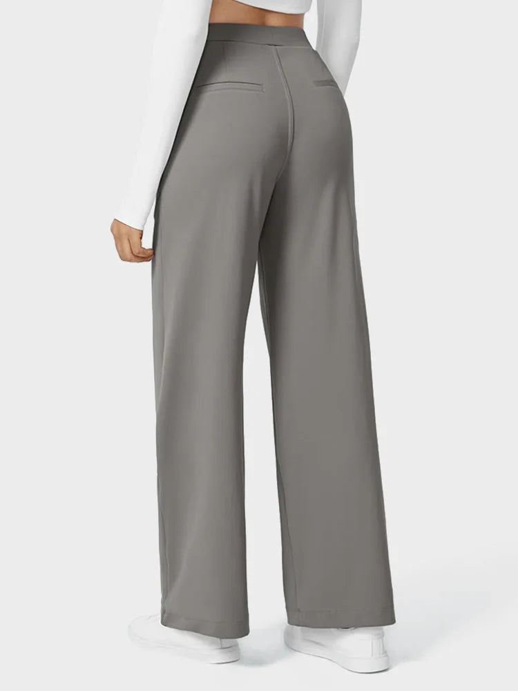 High Waisted Pocket Straight Leg Work Pants