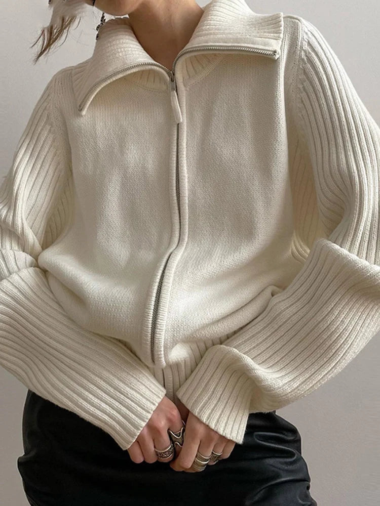 Womens Long Sleeve Zip Up Cardigan Sweaters