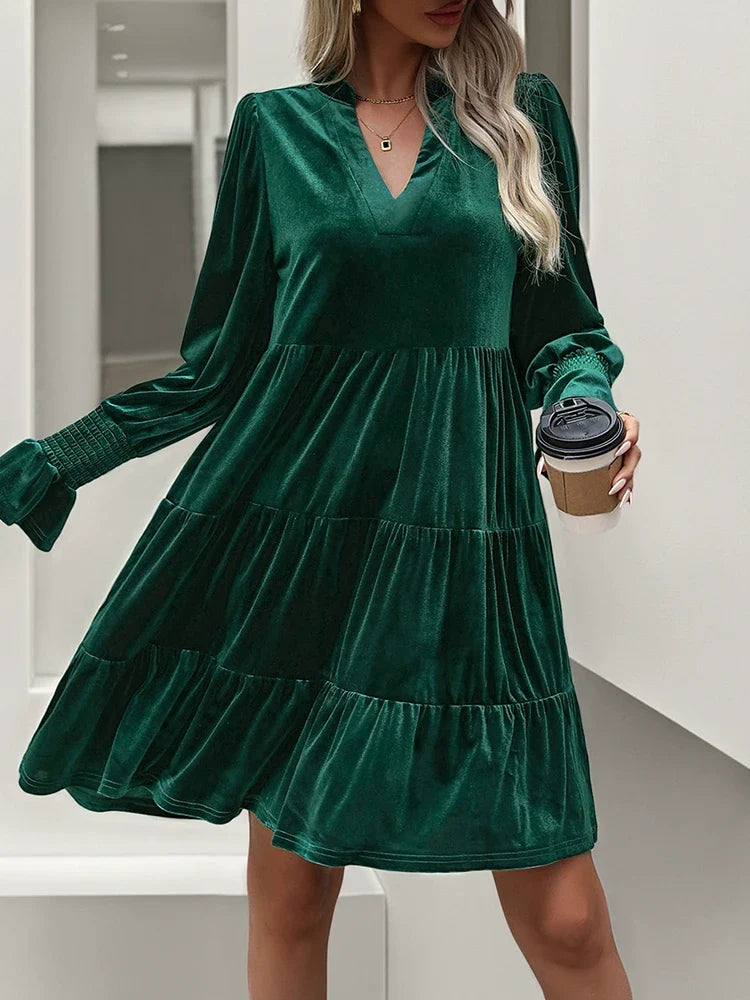 Women’s Velvet Long Sleeve Dress