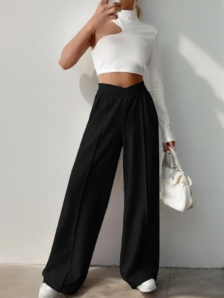 Womens Wide Leg Sweatpants Casual Loose Solid Color Pants