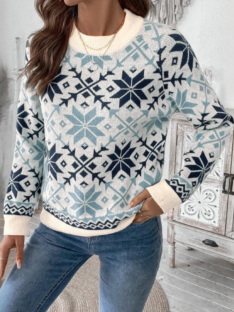 Women’s Snowflake Christmas Sweater Knitted Pullover Sweaters