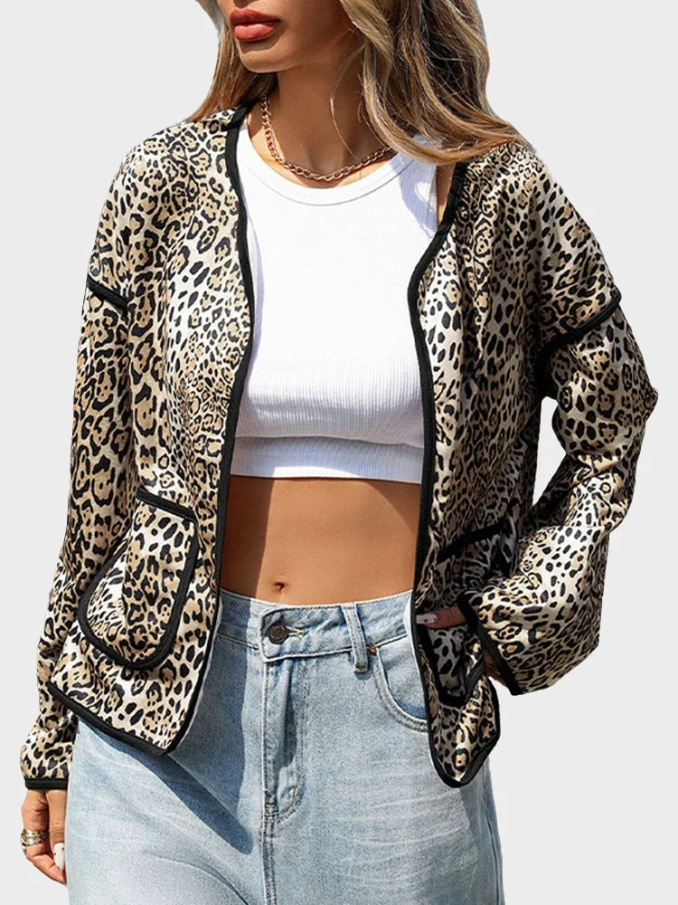 Women's Leopard Cardigan Sweater V Neck Cardigan