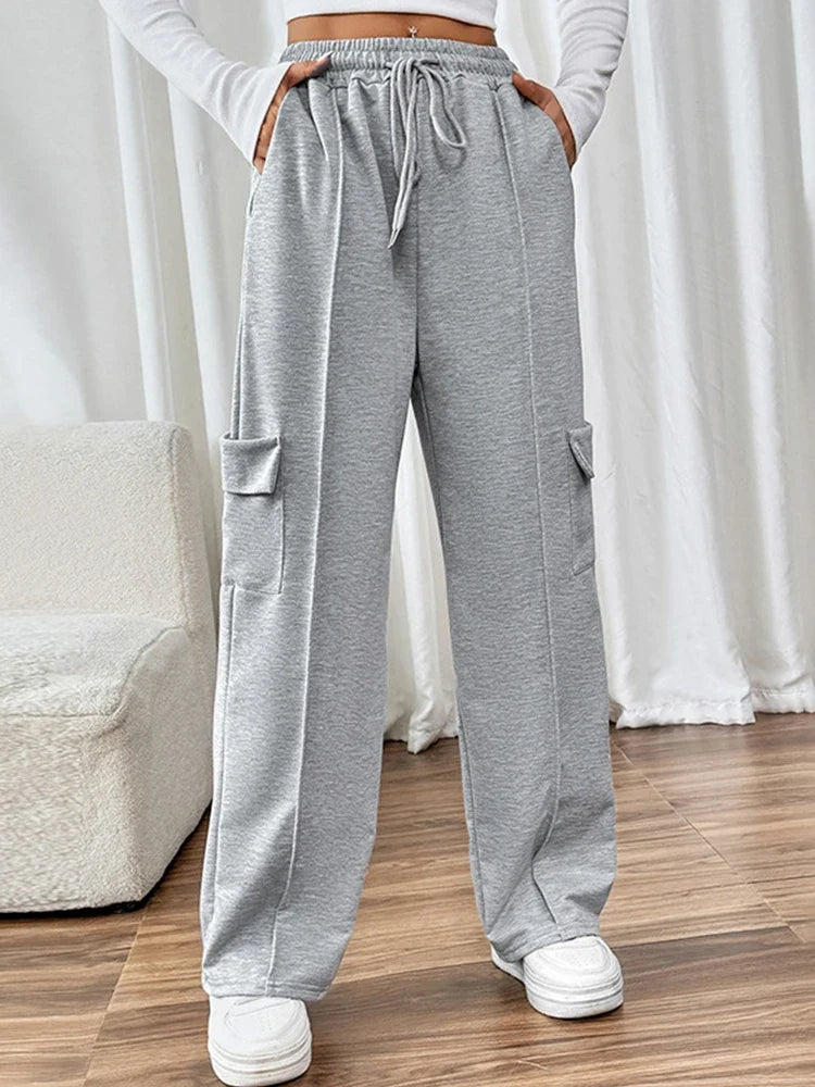 Women Casual Baggy Stretchy High Waisted Wide Leg