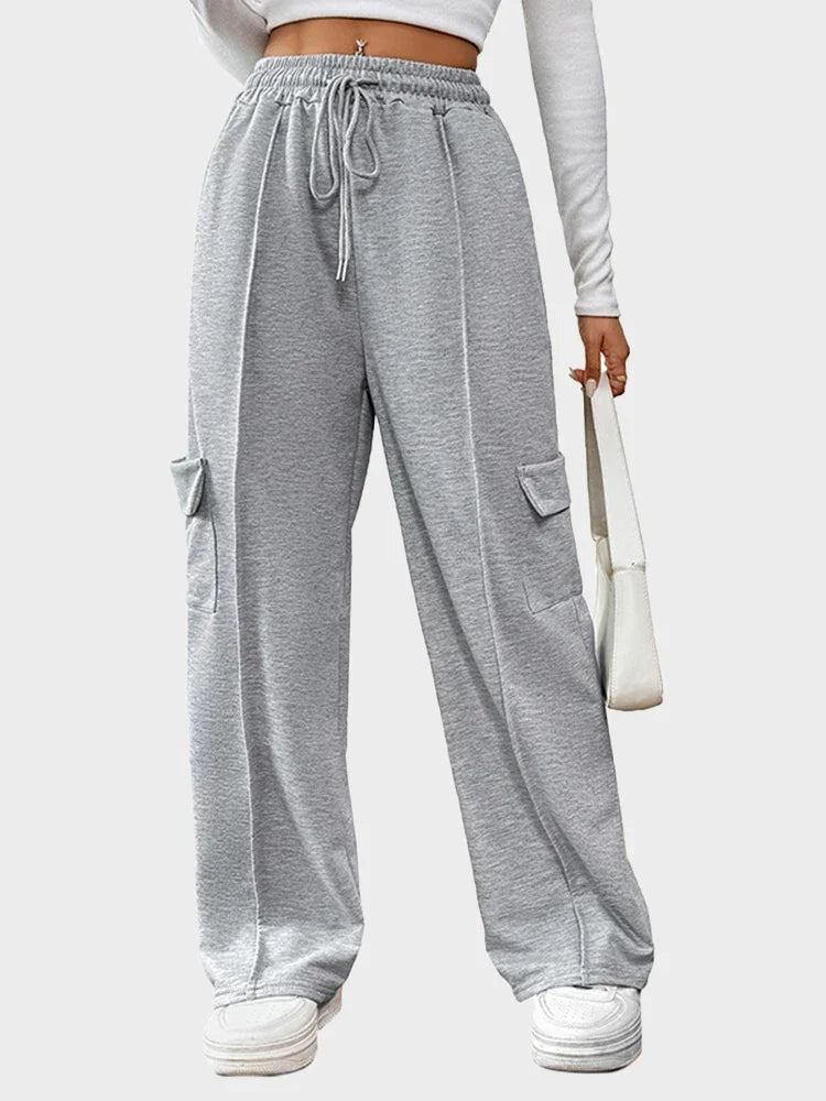 Women Casual Baggy Stretchy High Waisted Wide Leg