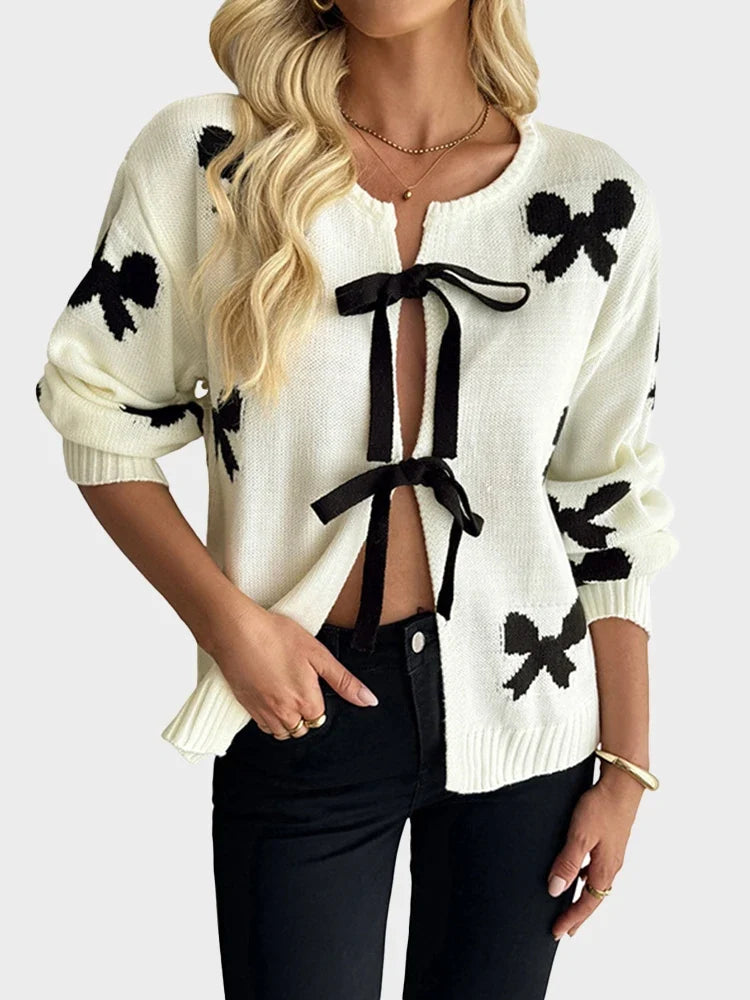 Women's Bow Graphic Cardigan