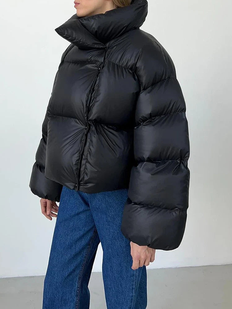 Womens Warm Hooded Bubble Puffer Jacket