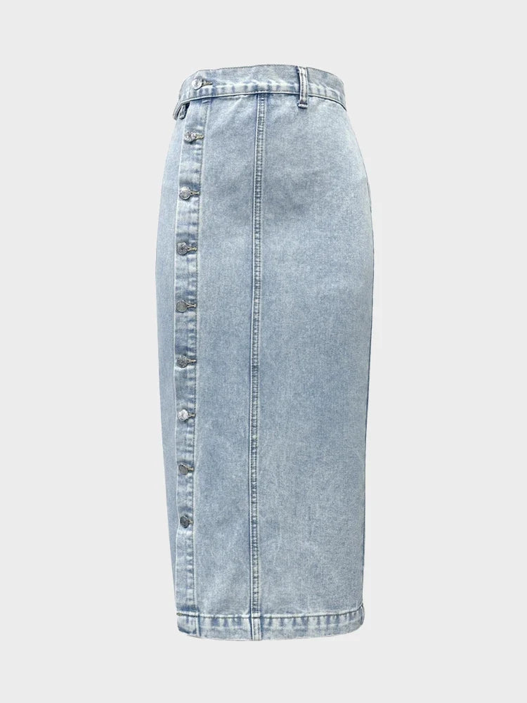 Women's Button Front Denim Skirt