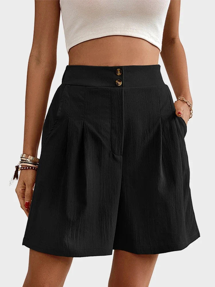 Women's Casual Summer Pleated Shorts High Waisted with Pockets