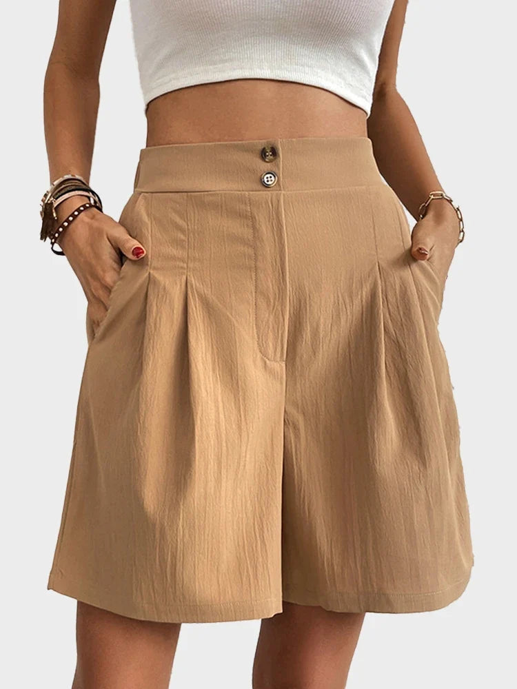 Women's Casual Summer Pleated Shorts High Waisted with Pockets