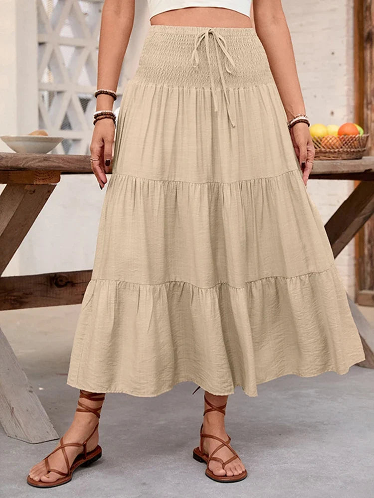 Women's  Maxi Skirt A-Line Flowy Ruffle Skirts