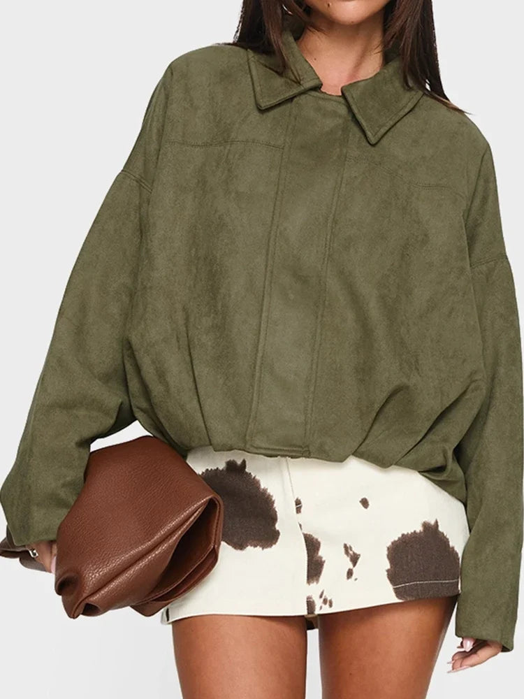 Luxury Faux Suede Bomber Jacket