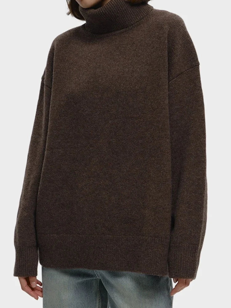 Women's Turtleneck Sweaters Loose Fit Fall Winter Pullover Jumper Tops