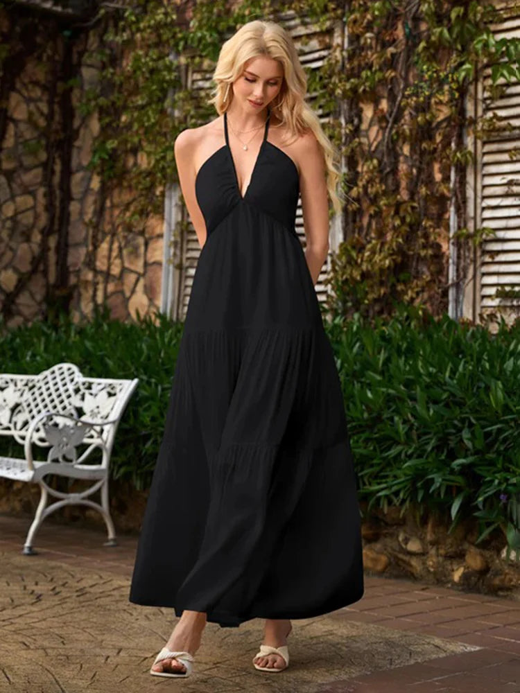 Halter Neck Tiered Maxi Dress