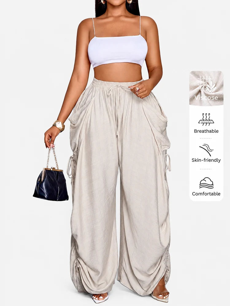 Everyday Ruched Wide-Leg Pants