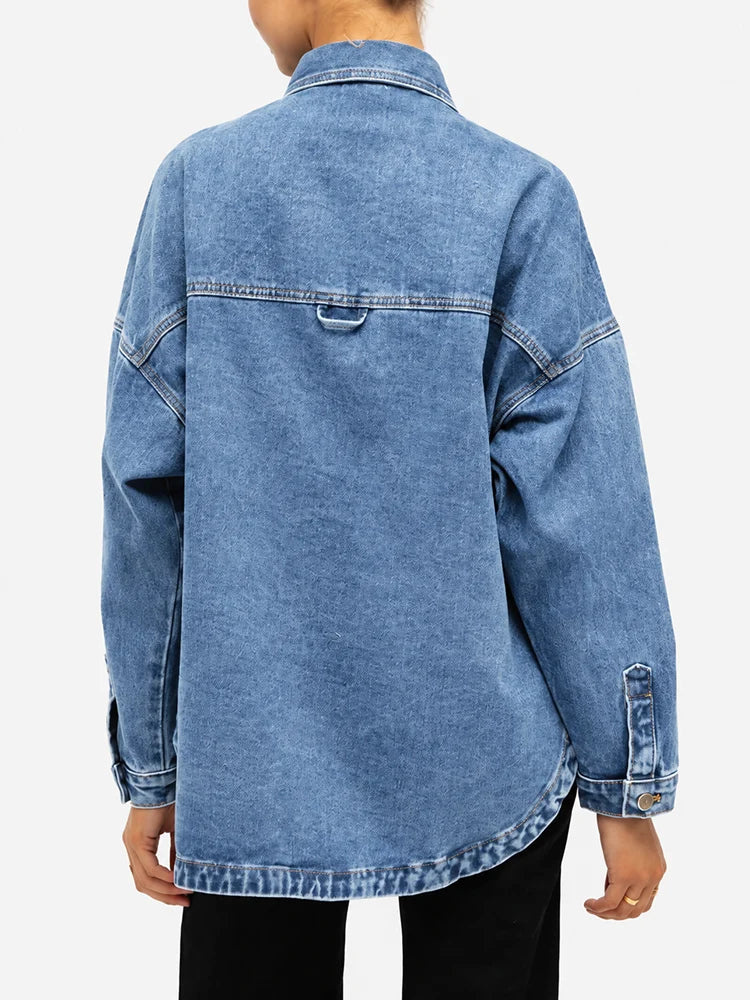 Vintage Wash Oversized Denim Shirt Jacket