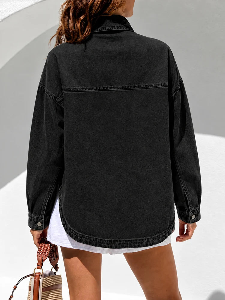 Vintage Wash Oversized Denim Shirt Jacket