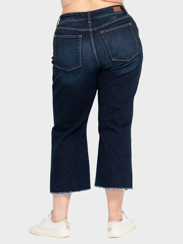 Judy Blue High Waist Raw Hem Denim Shorts - PLUS