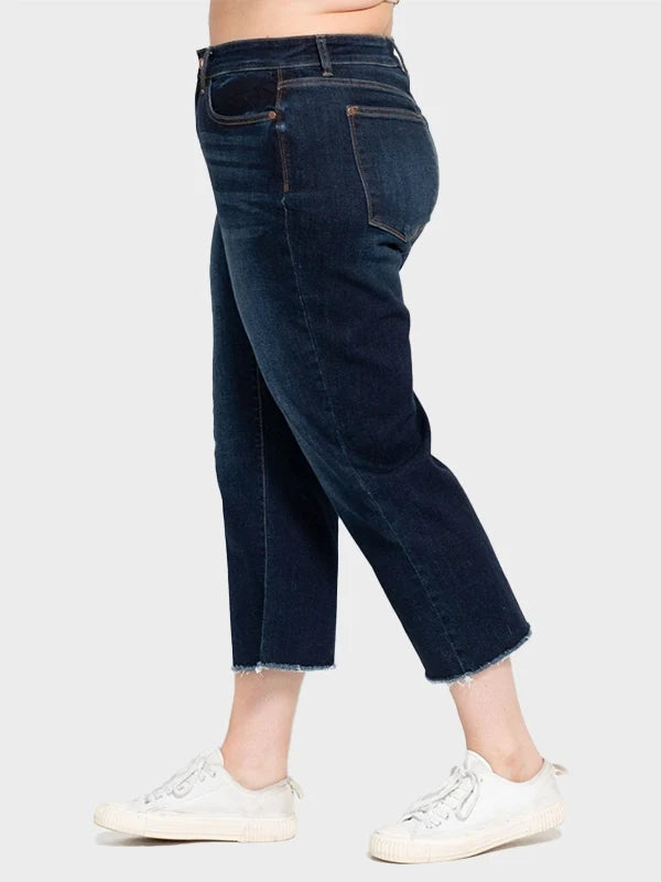 Judy Blue High Waist Raw Hem Denim Shorts - PLUS