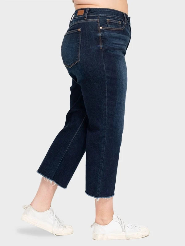 Judy Blue High Waist Raw Hem Denim Shorts - PLUS