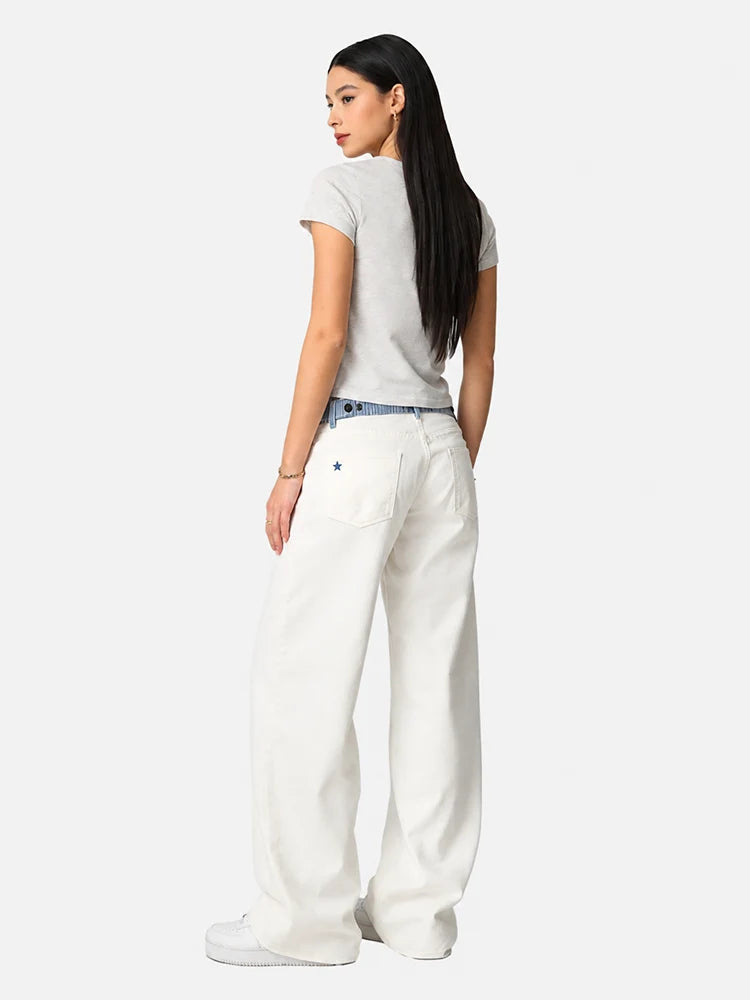 Adjustable Low-Rise Barrel Jeans