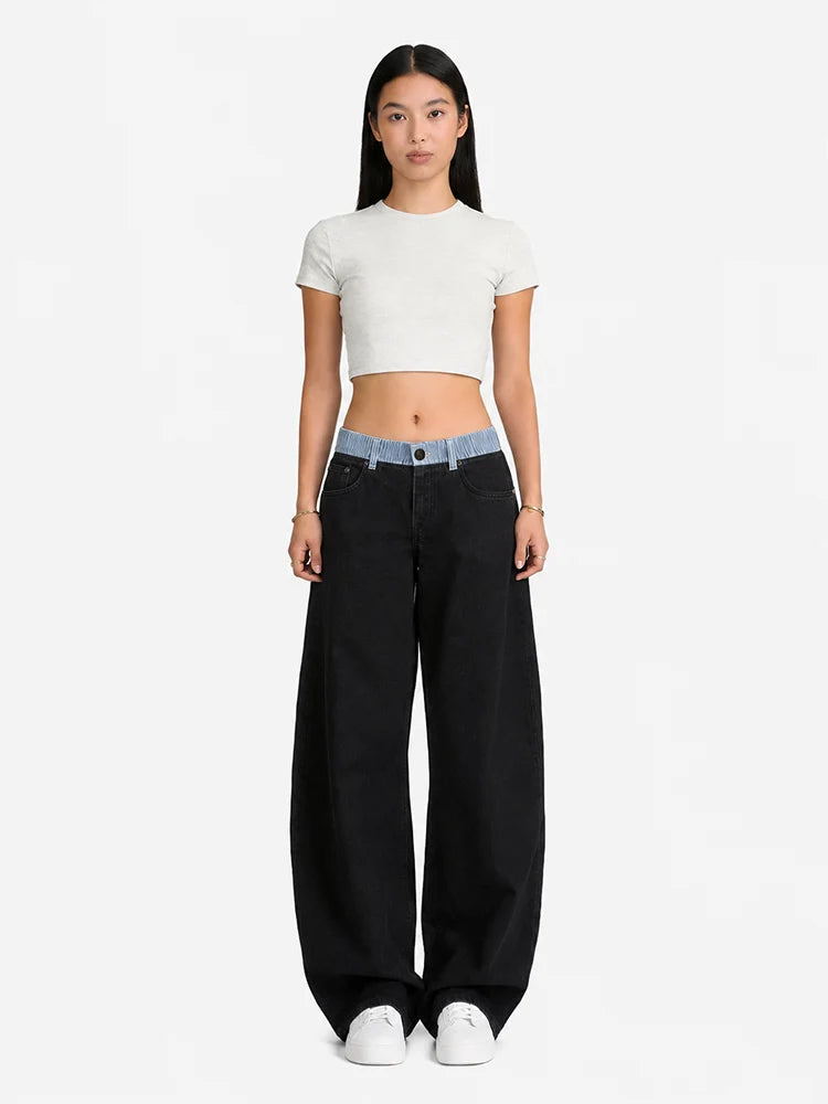 Adjustable Low-Rise Barrel Jeans
