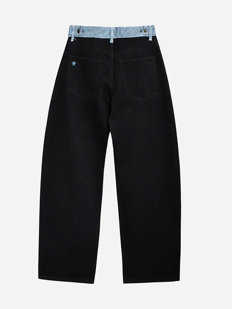 Adjustable Low-Rise Barrel Jeans