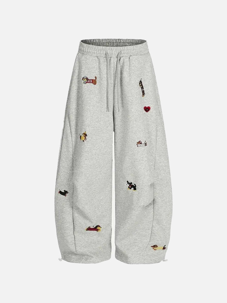 Women's Cute Embroidered Baggy Sweatpants