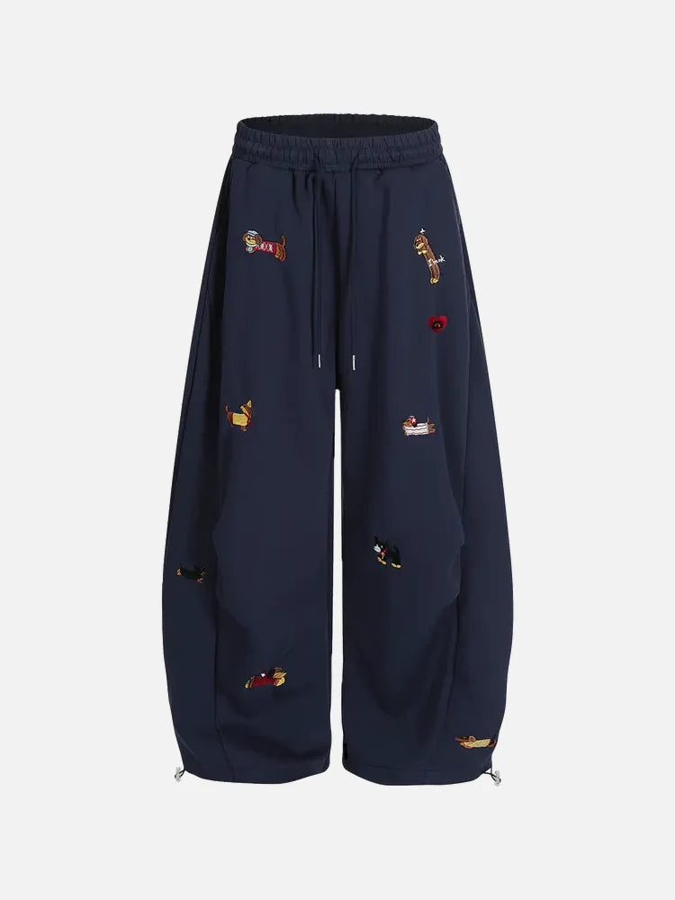 Women's Cute Embroidered Baggy Sweatpants