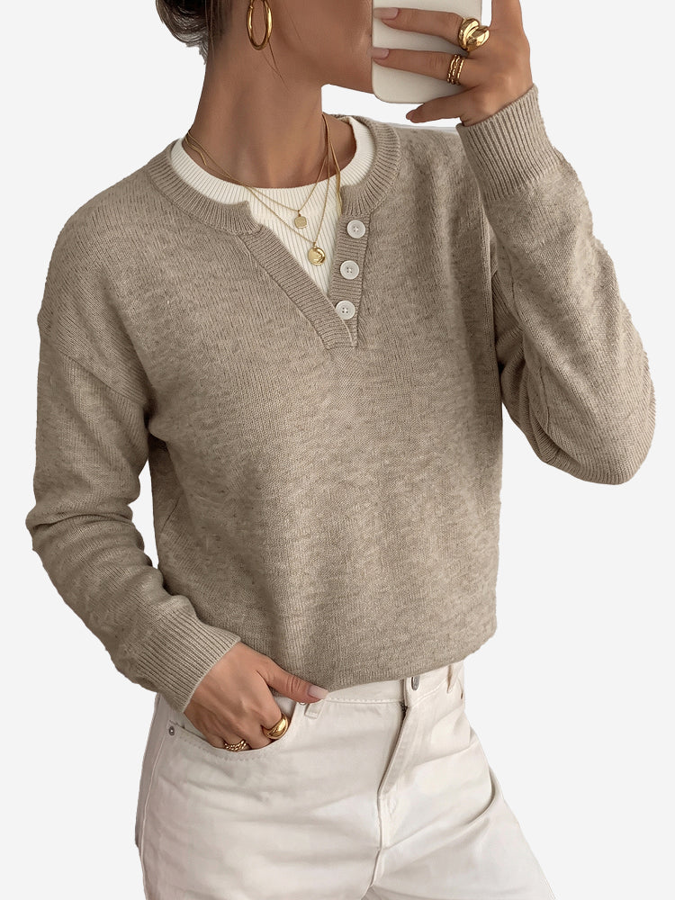 Women’s Oversized Color-Block Layered-Look Knit Sweater